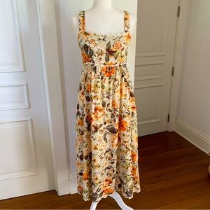 O.P.T. Floral Print Midi Sundress Cream/Orange